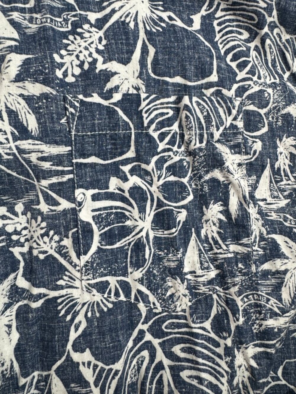 Retrofit Men's XXL Hawaiian Floral Tropical Button Up Shirt Blue White Cotton - Picture 6 of 11